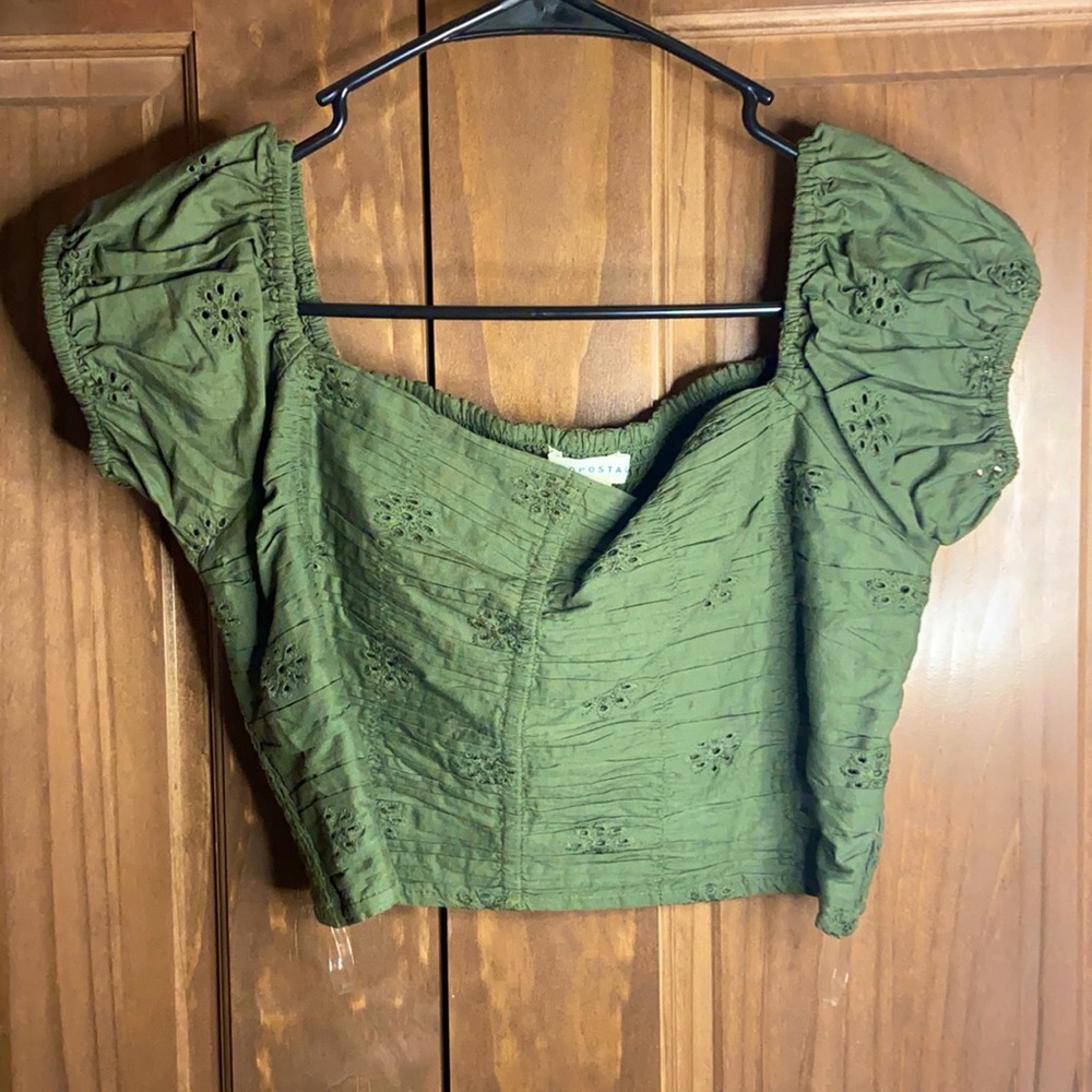 Green tight crop top!